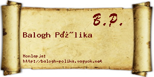Balogh Pólika névjegykártya